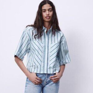 Zara Striped Cropped Shirt - Size S